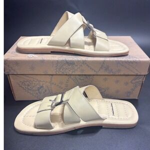 Free People NEW Sloan Buckle Sandals Slides Buttermilk Leather‎ Straps Size 7